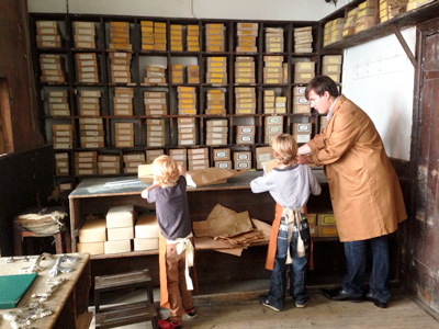 boxes on shelving